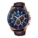 Casio Edifice Chronograph Stainless Steel Rose Gold Leather Belt Watch EFR-552GL-2AVUDF
