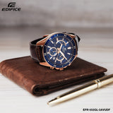 Casio Edifice Chronograph Stainless Steel Rose Gold Leather Belt Watch EFR-552GL-2AVUDF