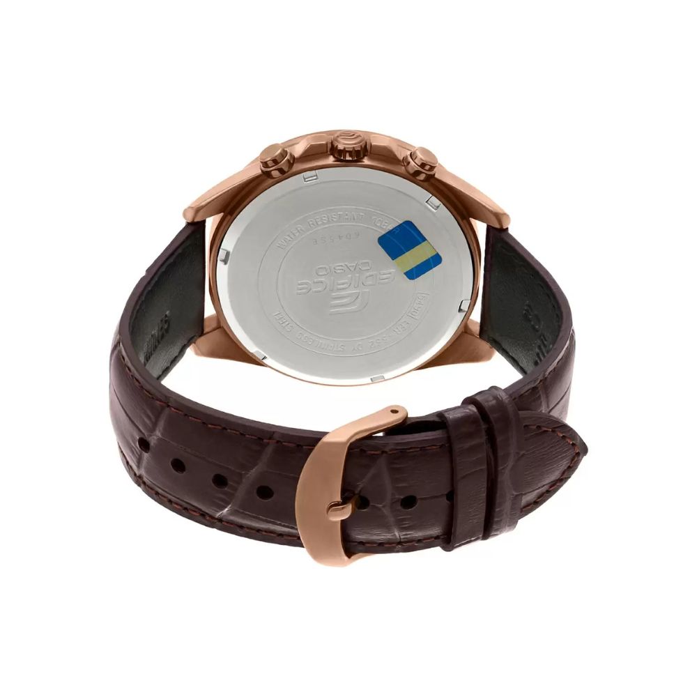Casio Edifice Chronograph Stainless Steel Rose Gold Leather Belt Watch EFR-552GL-2AVUDF