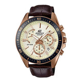 Casio Edifice Chronograph Stainless Steel Rose Gold Leather Belt Watch EFR-552GL-7AVUDF