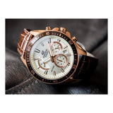 Casio Edifice Chronograph Stainless Steel Rose Gold Leather Belt Watch EFR-552GL-7AVUDF