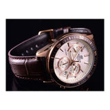 Casio Edifice Chronograph Stainless Steel Rose Gold Leather Belt Watch EFR-552GL-7AVUDF