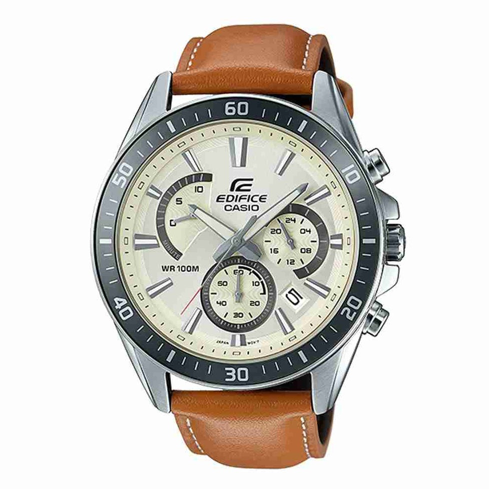 Casio Edifice Chronograph Stainless Steel Leather Belt Watch EFR-552L-7AVUDF