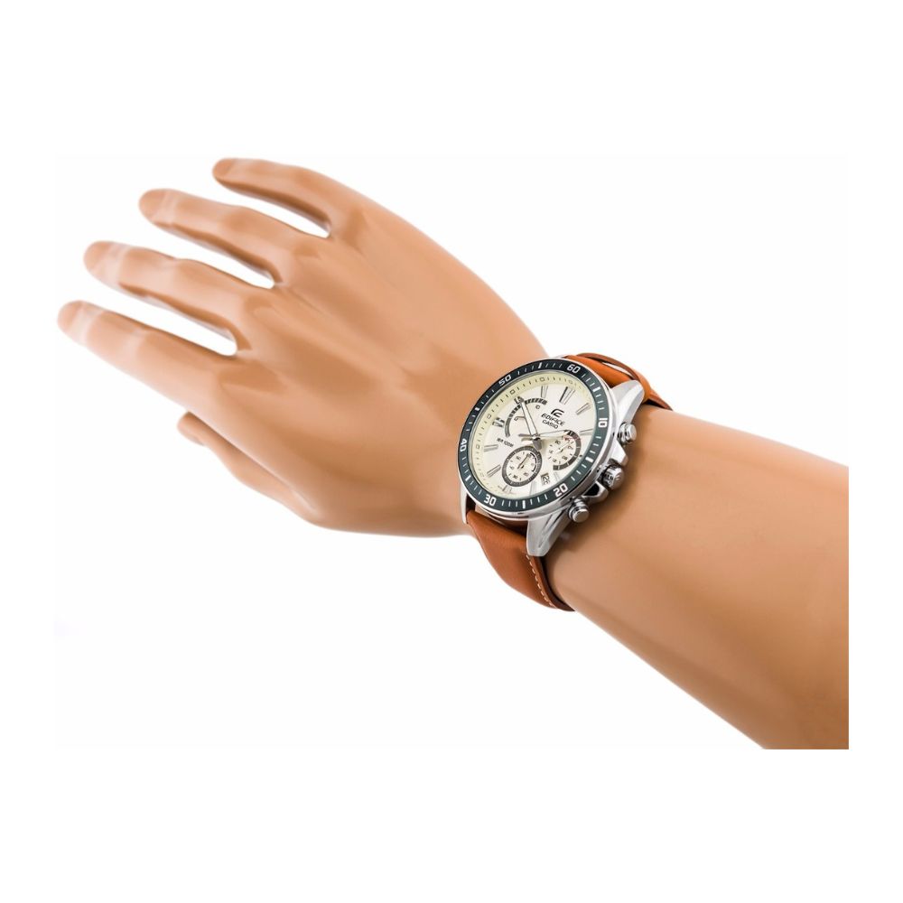 Casio Edifice Chronograph Stainless Steel Leather Belt Watch EFR-552L-7AVUDF