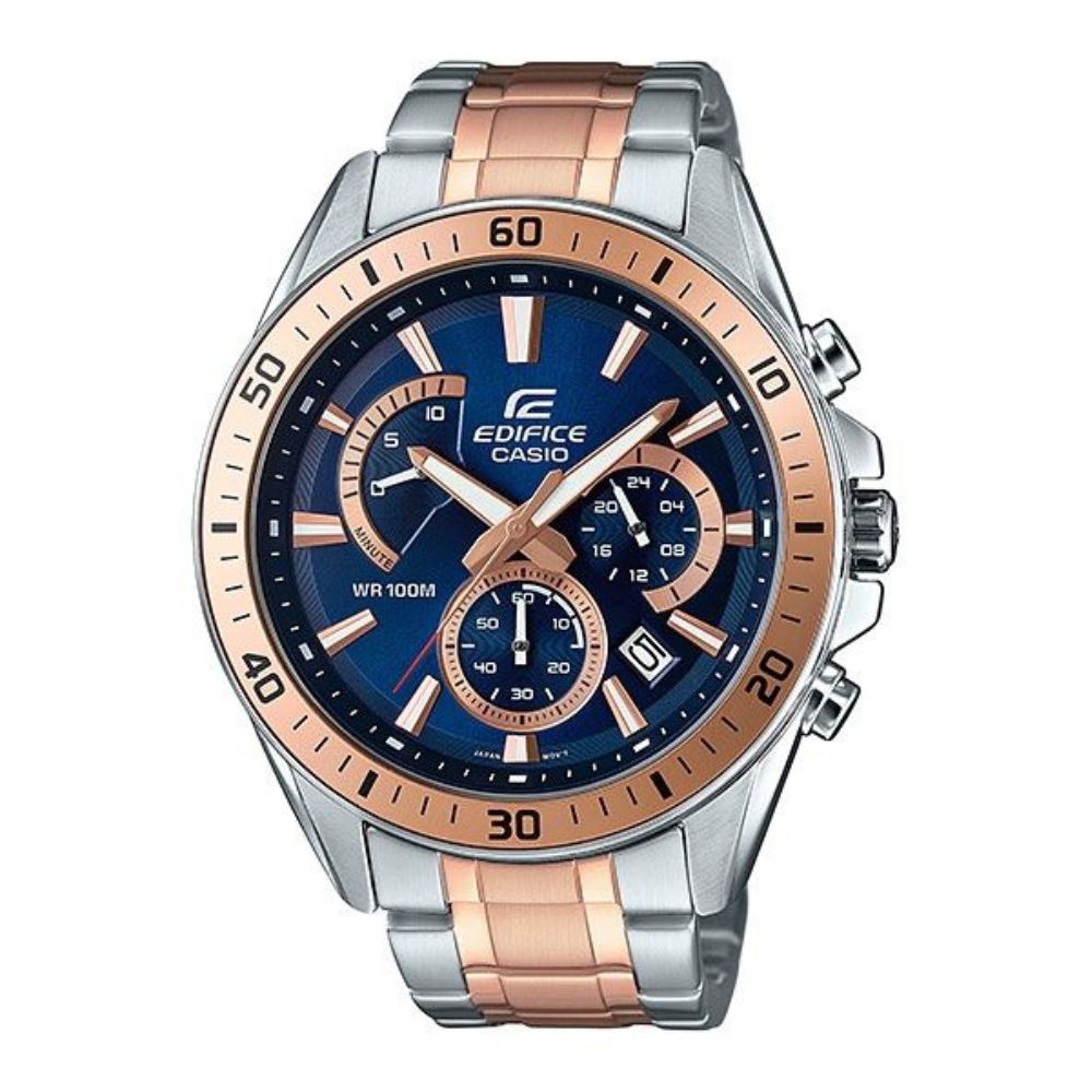 Casio Edifice Chronograph Stainless Steel Two Tone Chain Watch EFR-552SG-2AVUDF