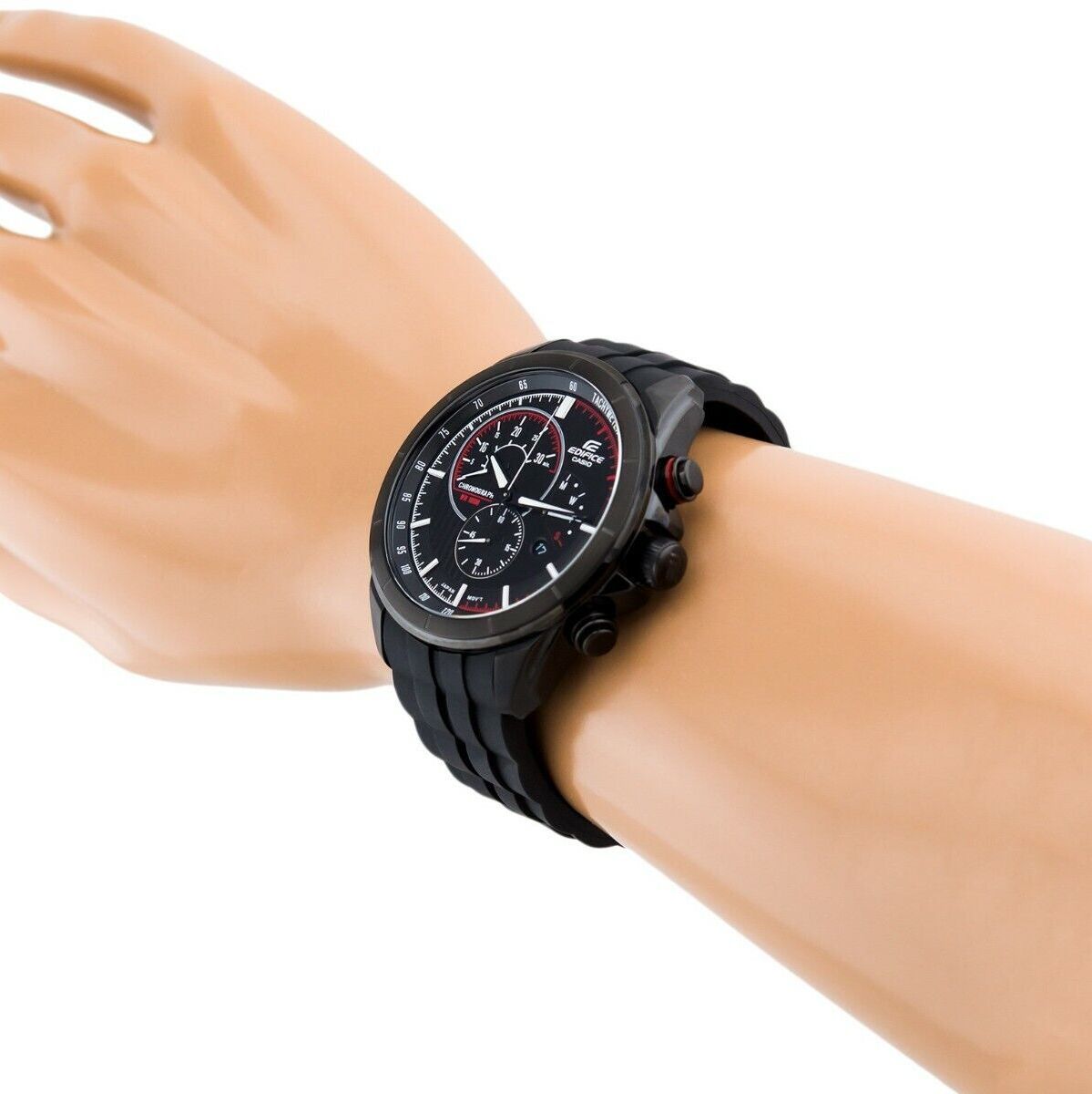 Casio Edifice Chronograph Stainless Steel Black Resin Belt Watch EFR-561PB-1AVUDF