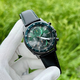 Casio Edifice Chronograph Stainless Steel Black Leather Belt Watch EFV-600CL-3AVUDF