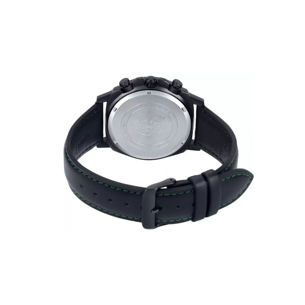 Casio Edifice Chronograph Stainless Steel Black Leather Belt Watch EFV-600CL-3AVUDF
