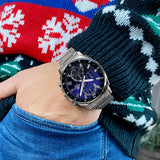 Casio Edifice Chronograph Stainless Steel Silver Chain Watch EFV-600D-2AVUDF