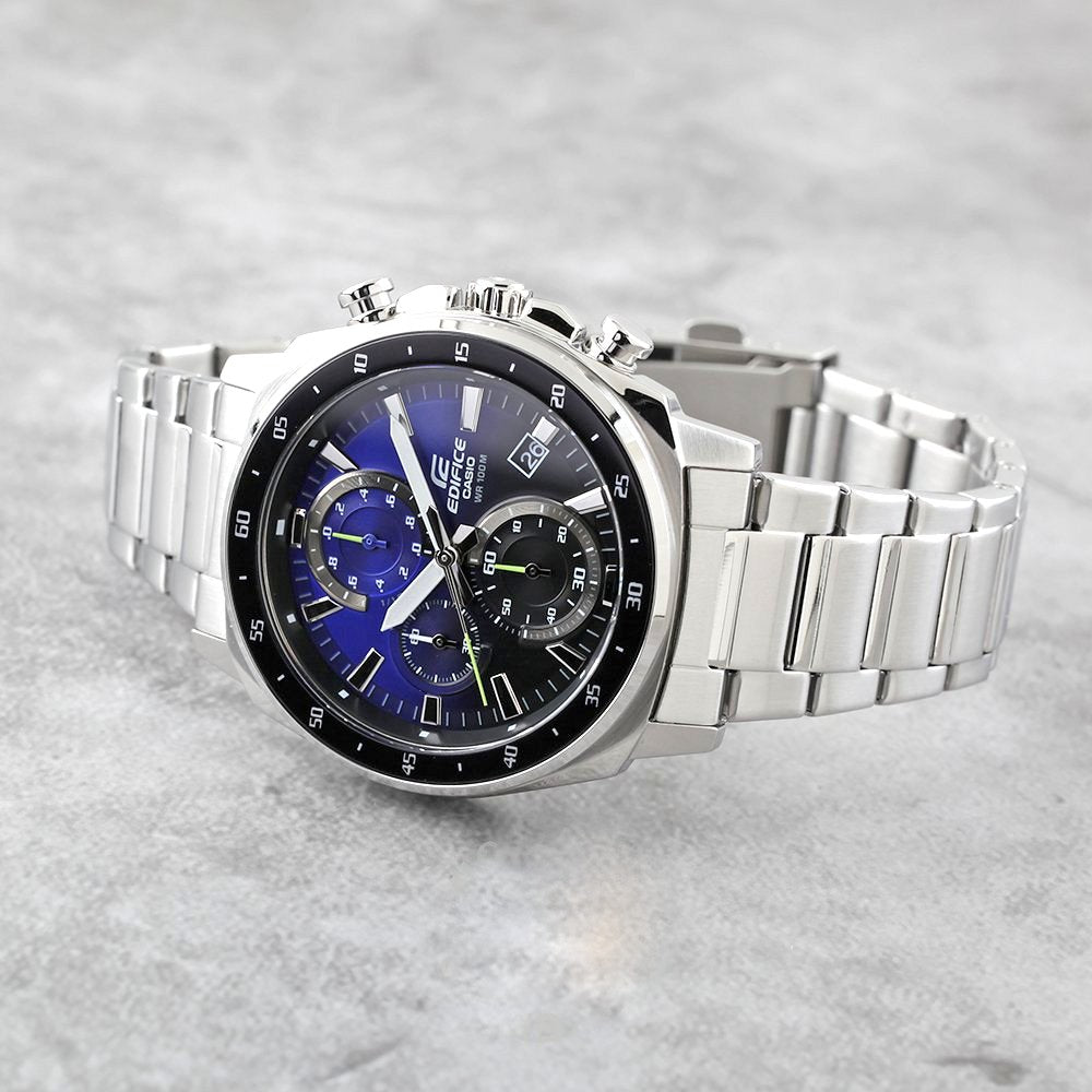 Casio Edifice Chronograph Stainless Steel Silver Chain Watch EFV-600D-2AVUDF