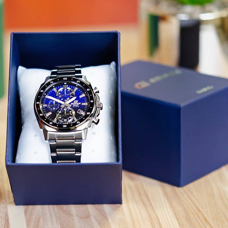 Casio Edifice Chronograph Stainless Steel Silver Chain Watch EFV-600D-2AVUDF