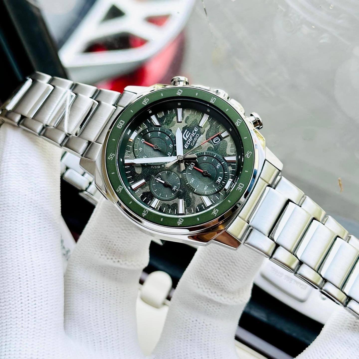 Casio Edifice Chronograph Stainless Steel Silver Chain Watch EFV-600D-3CVUDF