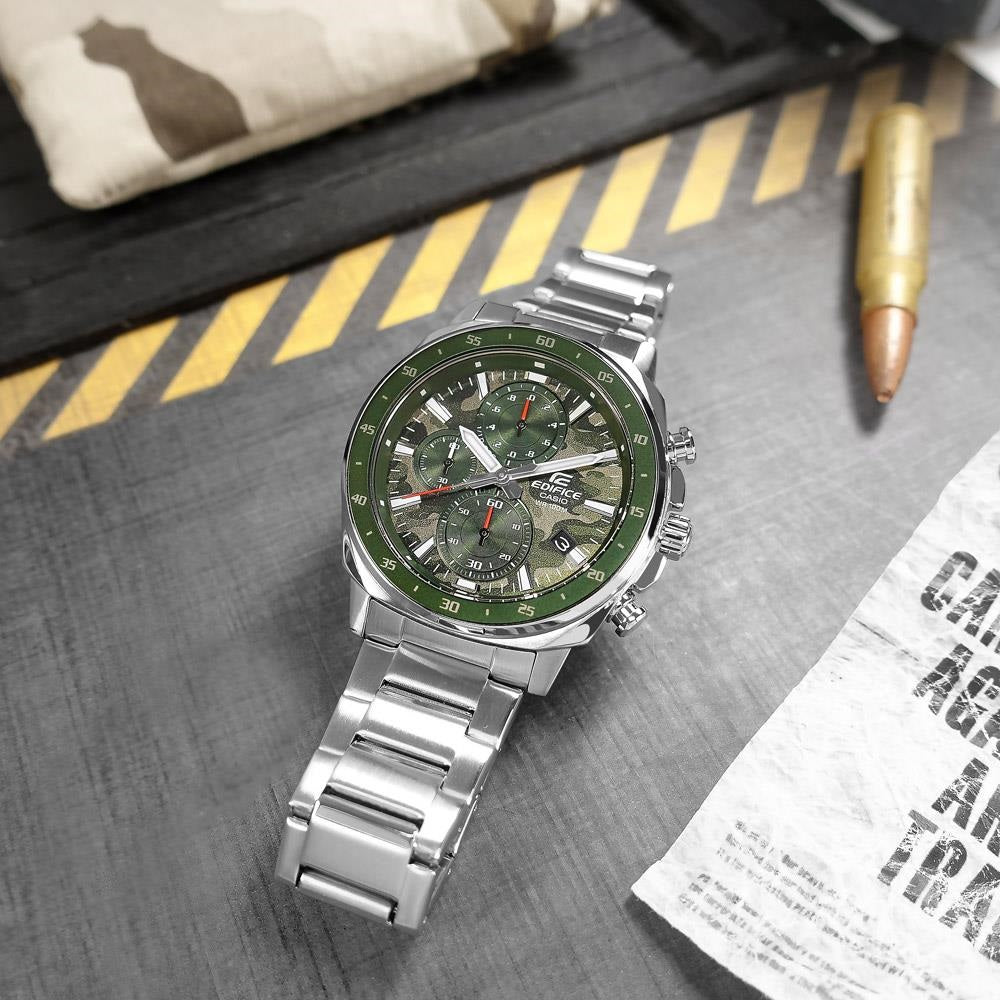 Casio Edifice Chronograph Stainless Steel Silver Chain Watch EFV-600D-3CVUDF
