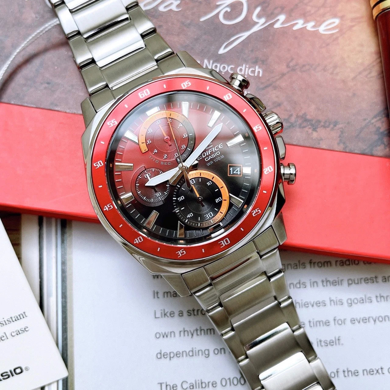 Casio Edifice Chronograph Stainless Steel Silver Chain Watch EFV-600D-4AVUDF