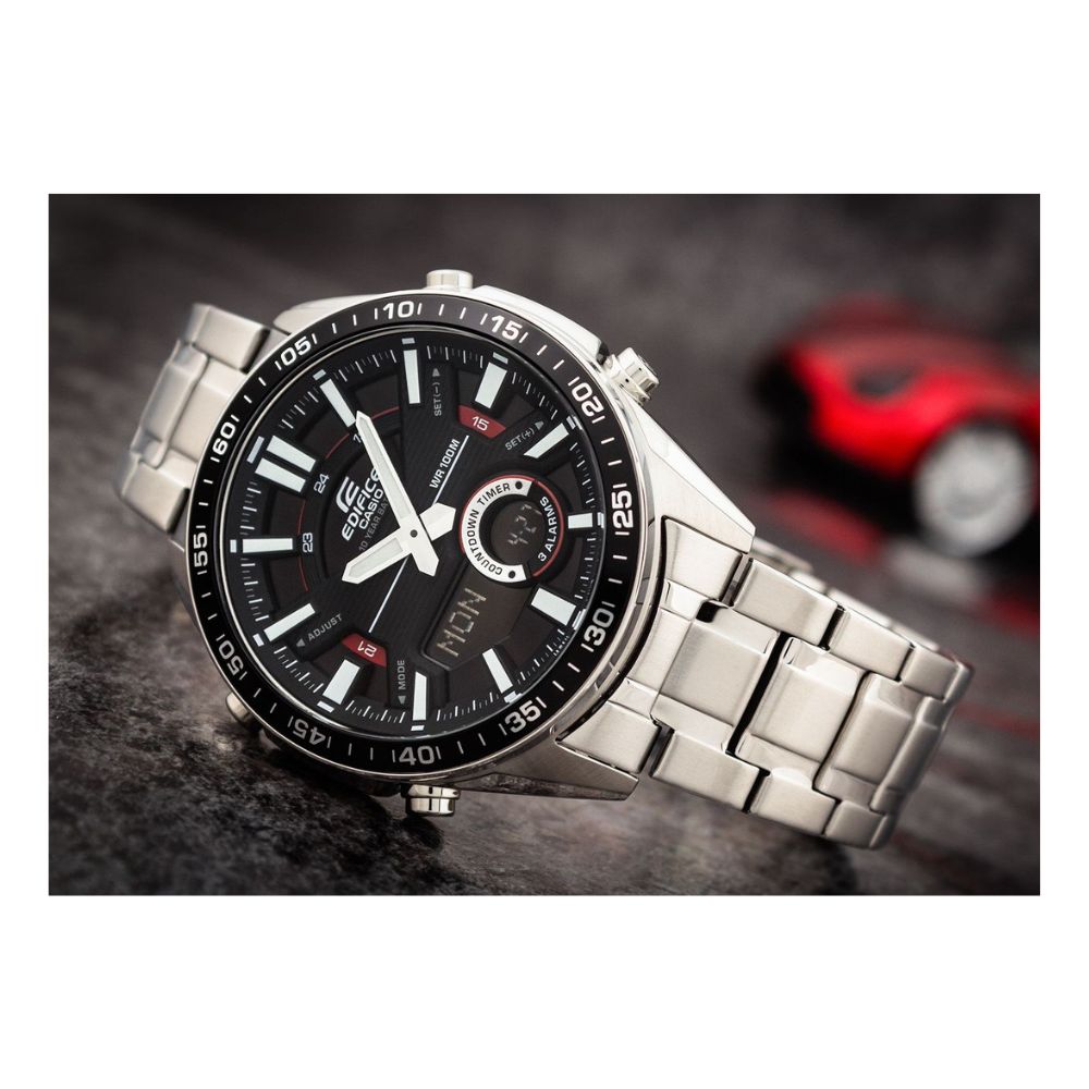 Casio Edifice Analog Digital Stainless Steel Silver Chain Watch EFV-C100D-1AVDF