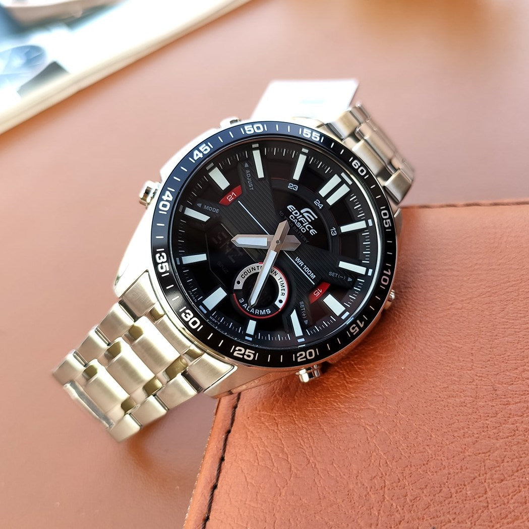 Casio Edifice Analog Digital Stainless Steel Silver Chain Watch EFV-C100D-1AVDF