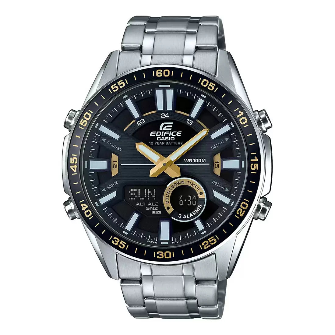Casio Edifice Analog Digital Stainless Steel Silver Chain Watch EFV-C100D-1BVDF