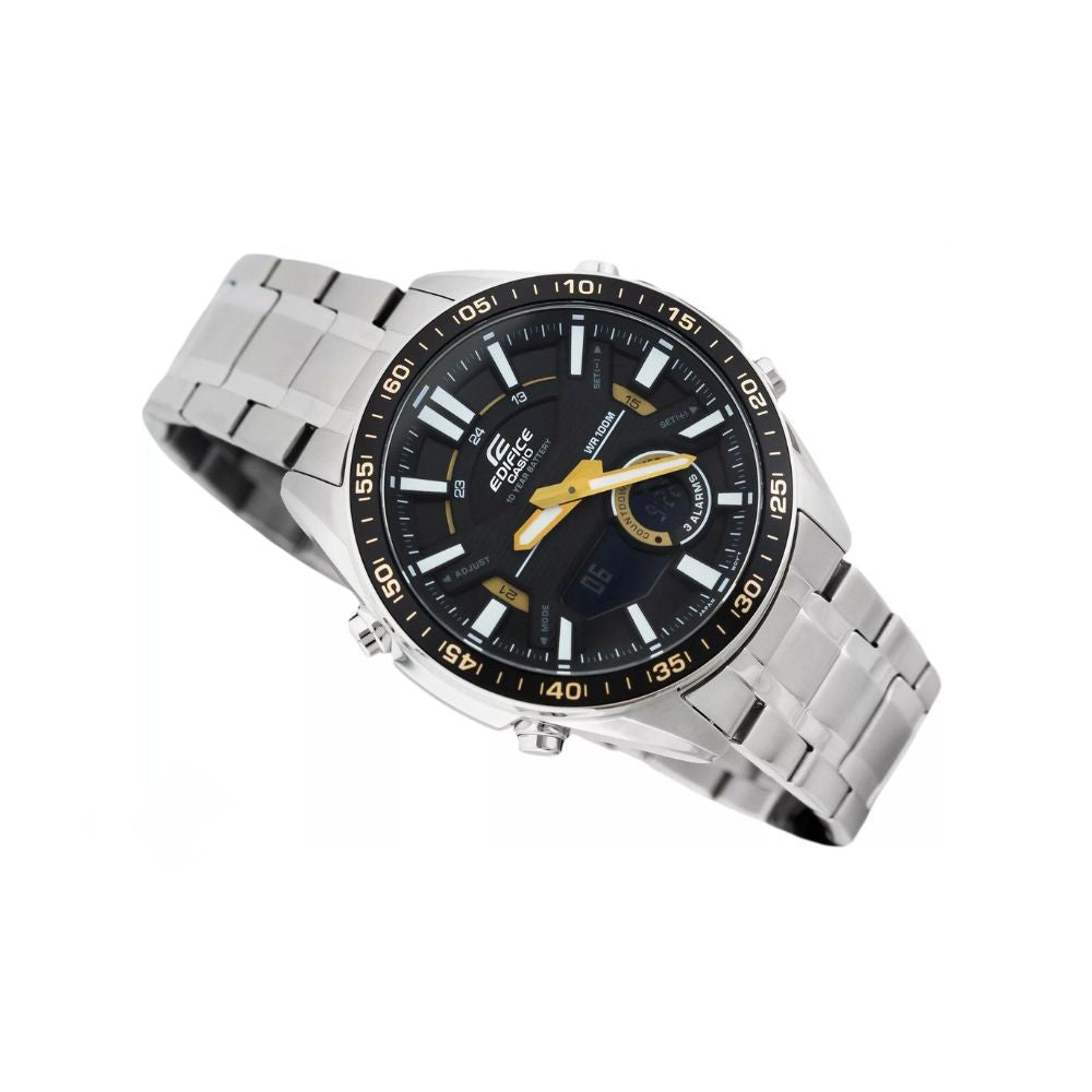Casio Edifice Analog Digital Stainless Steel Silver Chain Watch EFV-C100D-1BVDF