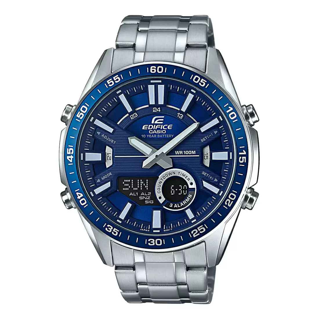 Casio Edifice Analog Digital Stainless Steel Silver Chain Watch EFV-C100D-2AVDF