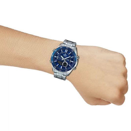 Casio Edifice Analog Digital Stainless Steel Silver Chain Watch EFV-C100D-2AVDF