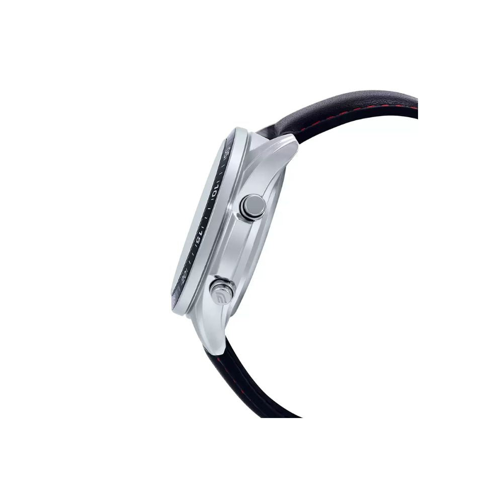 Casio Edifice Analog Digital Stainless Steel Silver Leather Belt Watch EFV-C100L-1AVDF