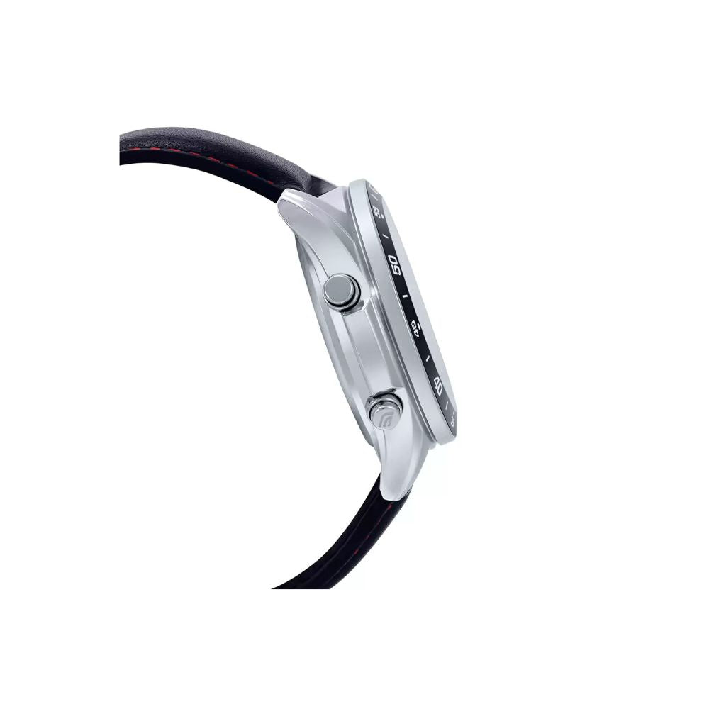 Casio Edifice Analog Digital Stainless Steel Silver Leather Belt Watch EFV-C100L-1AVDF