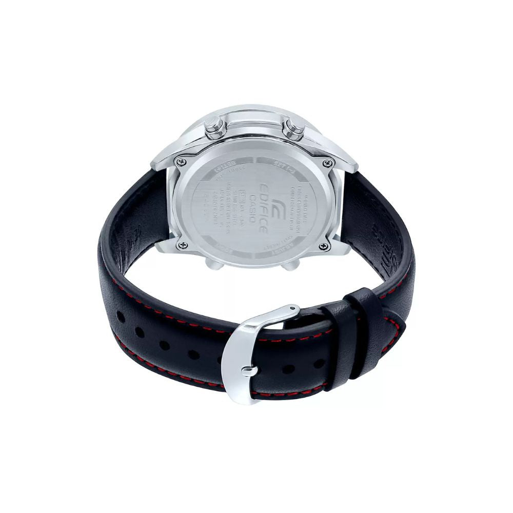 Casio Edifice Analog Digital Stainless Steel Silver Leather Belt Watch EFV-C100L-1AVDF