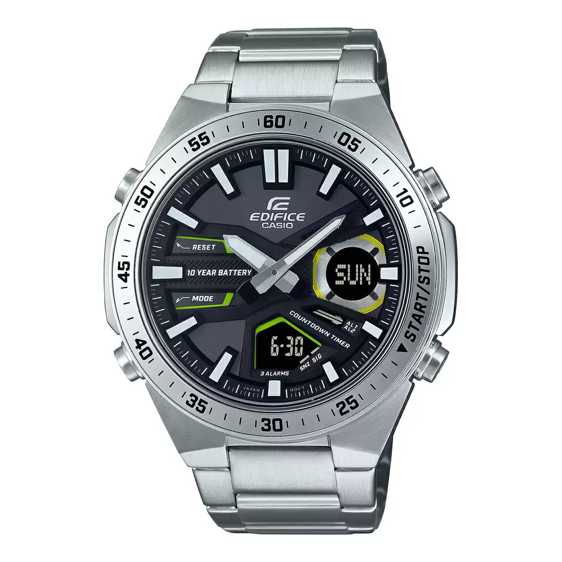 Casio Edifice Analog Digital Stainless Steel Silver Chain Watch EFV-C110D-1A3VDF