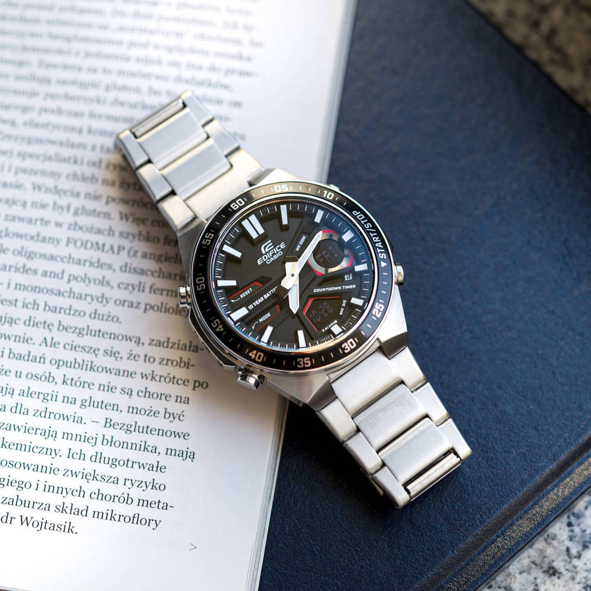 Casio Edifice Analog Digital Stainless Steel Silver Chain Watch EFV-C110D-1A4VDF