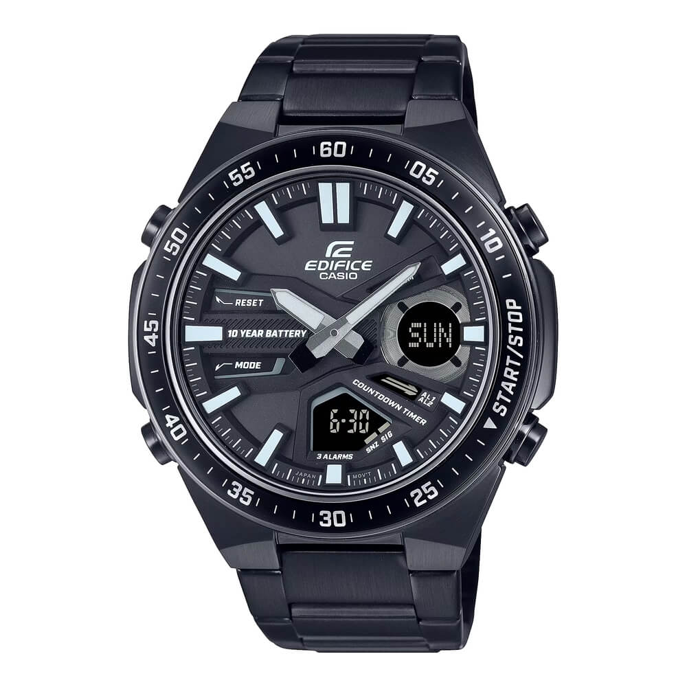 Casio Edifice Analog Digital Stainless Steel Black Chain Watch EFV-C110DC-1AVDF