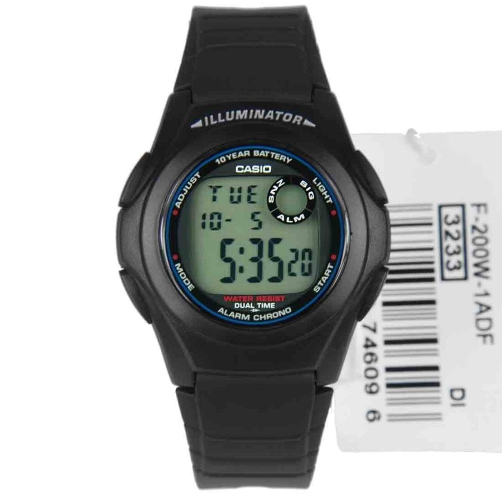 Casio Youth Dual Time Resin Belt Watch F-200W-1ADF