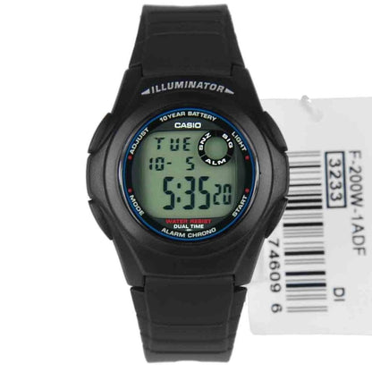 Casio Youth Dual Time Resin Belt Watch F-200W-1ADF