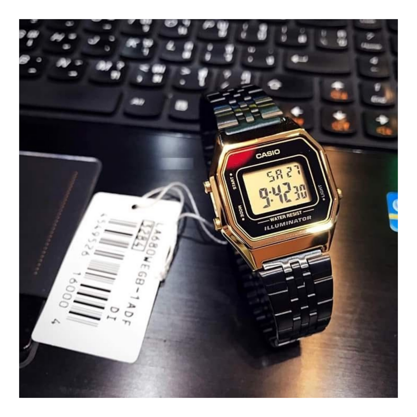 Casio Vintage Digital Golden Ladies Chain Watch LA680WEGB-1ADF