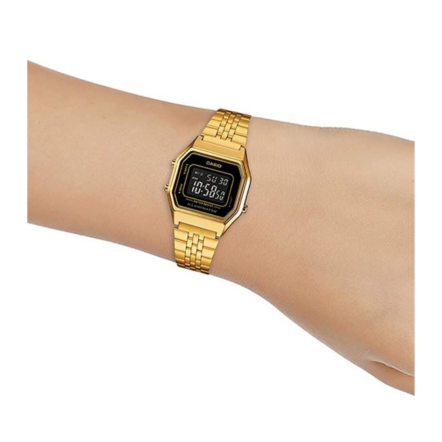 Casio Vintage Digital Golden Ladies Chain Watch LA680WGA-1BDF