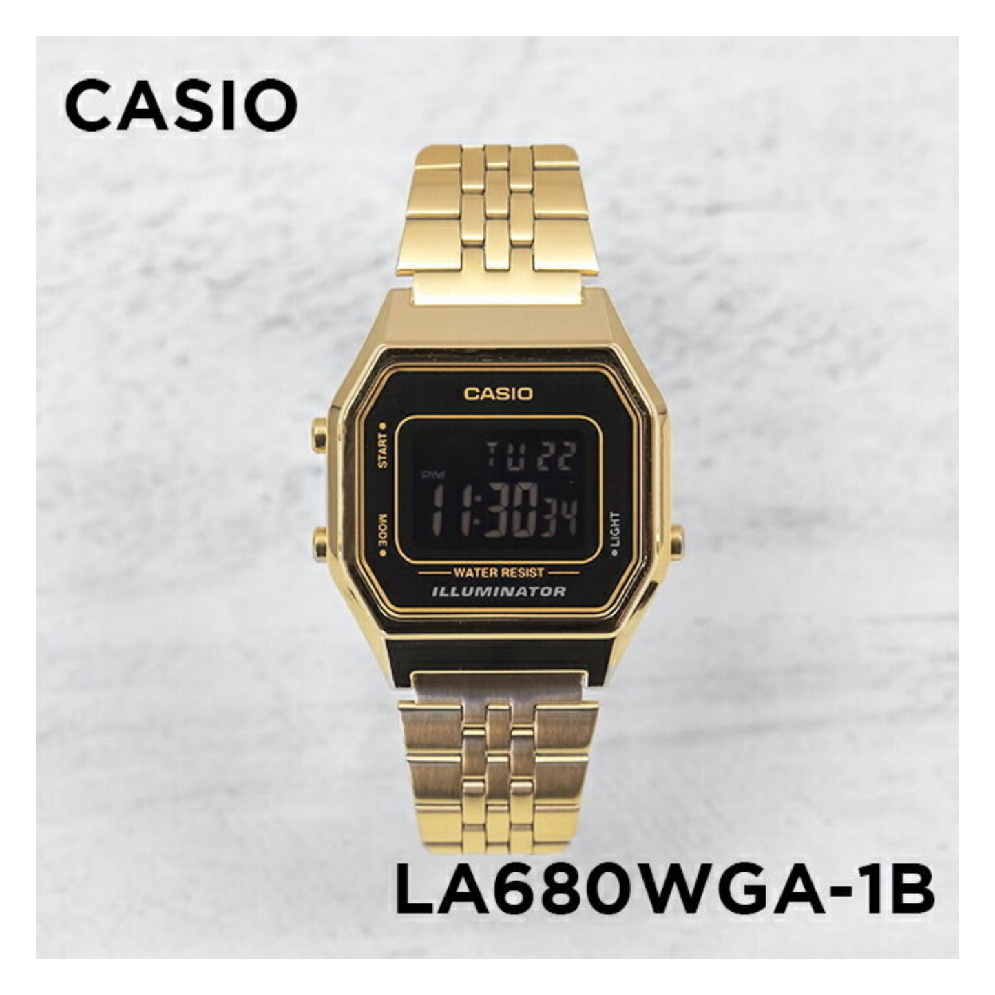 Casio Vintage Digital Golden Ladies Chain Watch LA680WGA-1BDF
