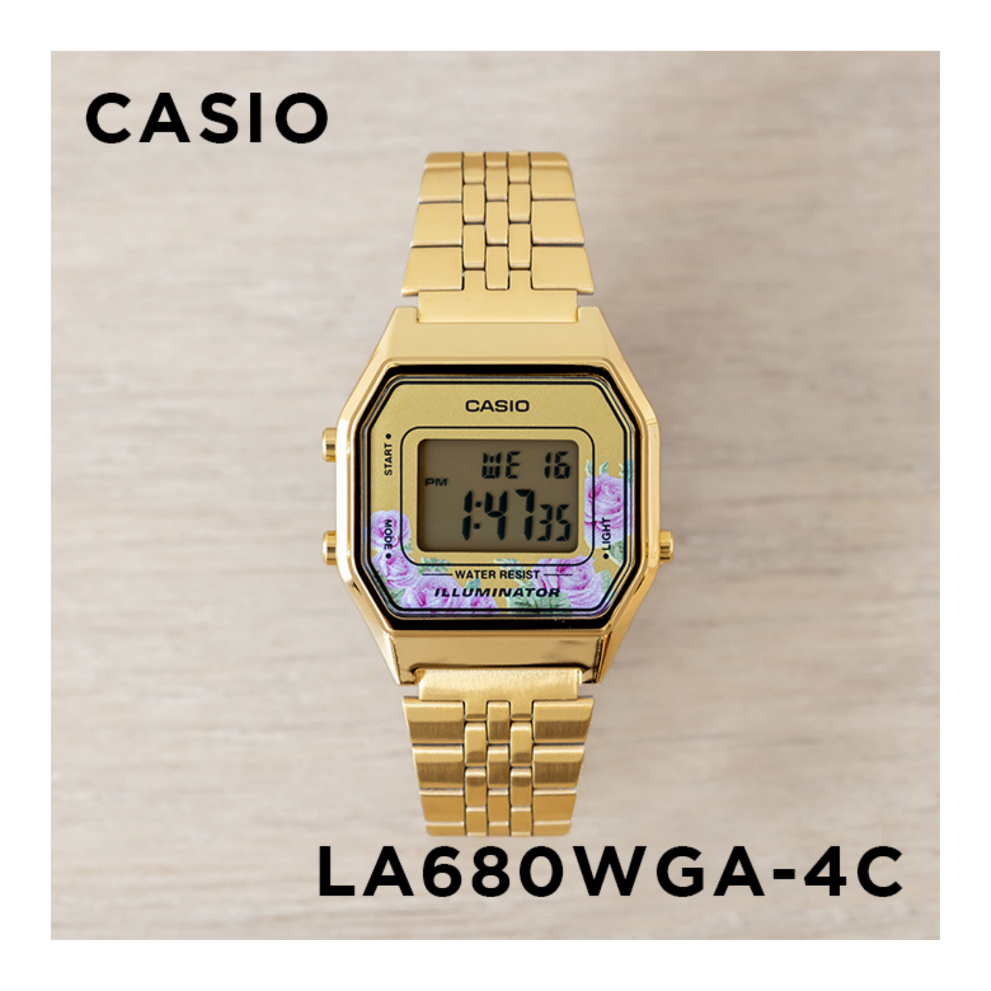 Casio Vintage Digital Golden Ladies Chain Watch LA680WGA-4CDF