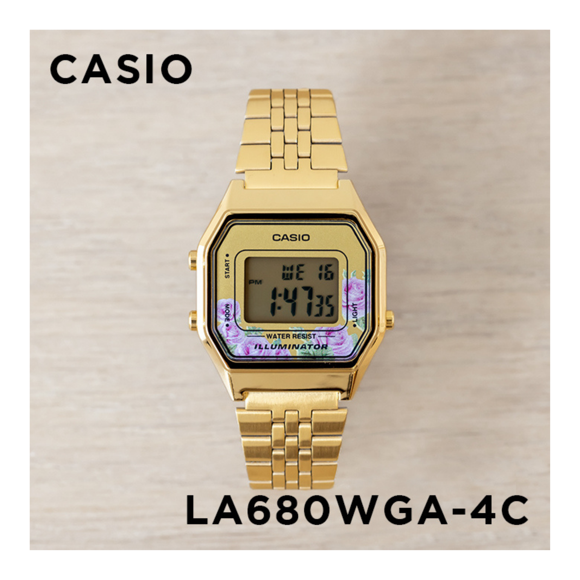 Casio Vintage Digital Golden Ladies Chain Watch LA680WGA-4CDF