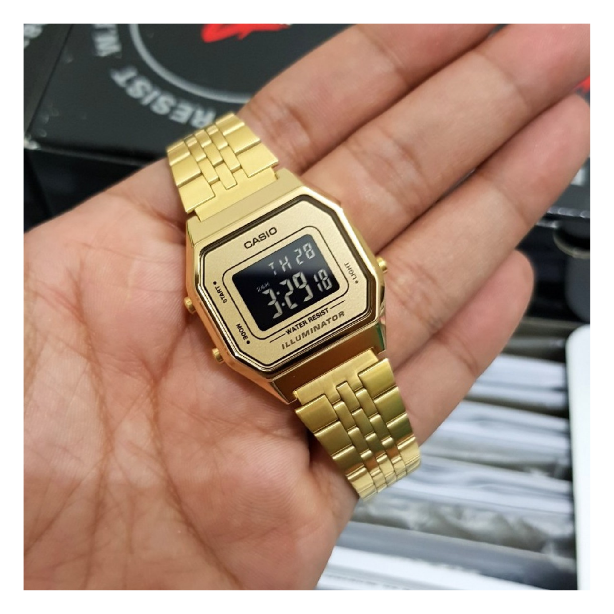 Casio Vintage Digital Golden Ladies Chain Watch LA680WGA-9BDF