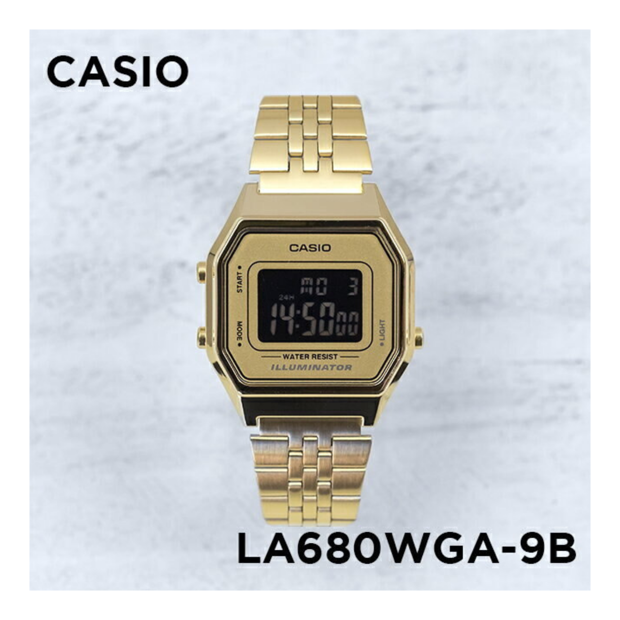 Casio Vintage Digital Golden Ladies Chain Watch LA680WGA-9BDF