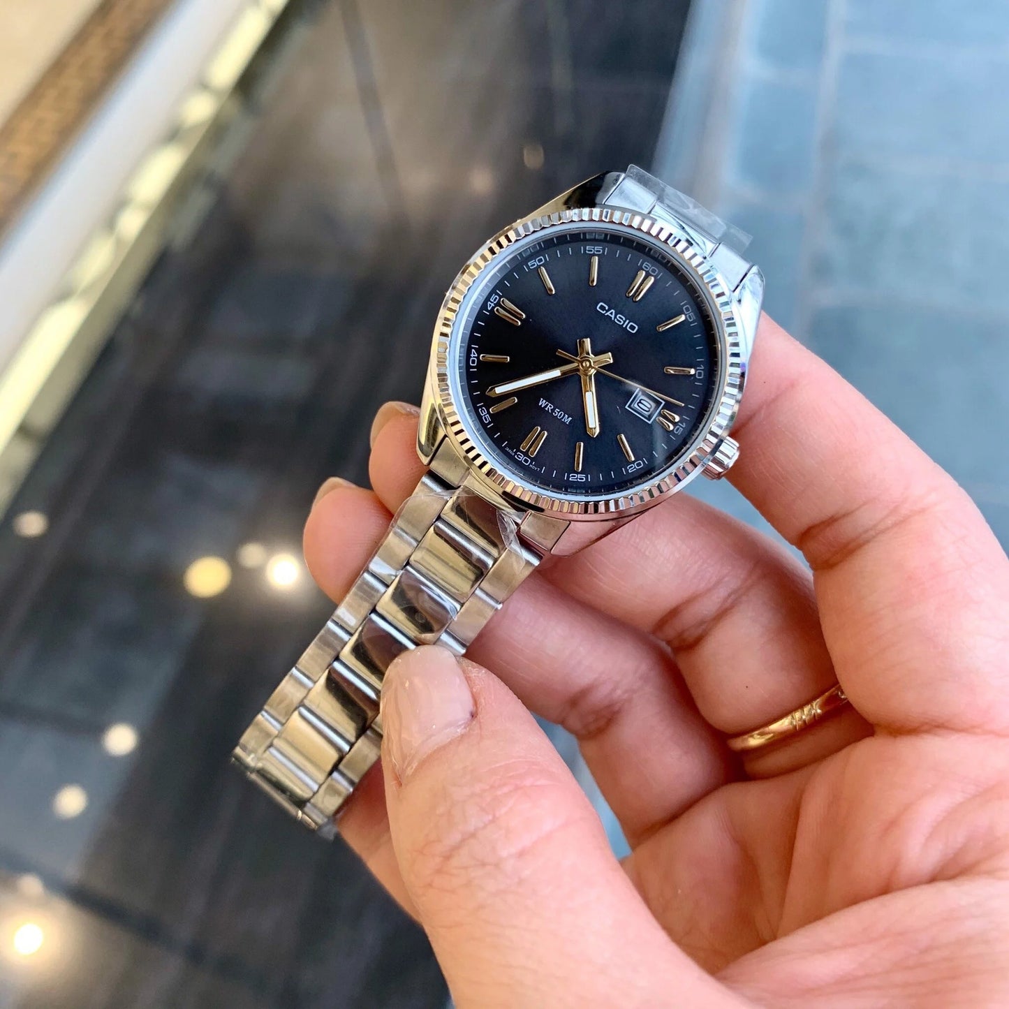 Casio Enticer Date Ladies Silver Chain Watch LTP-1302D-1A2VDF