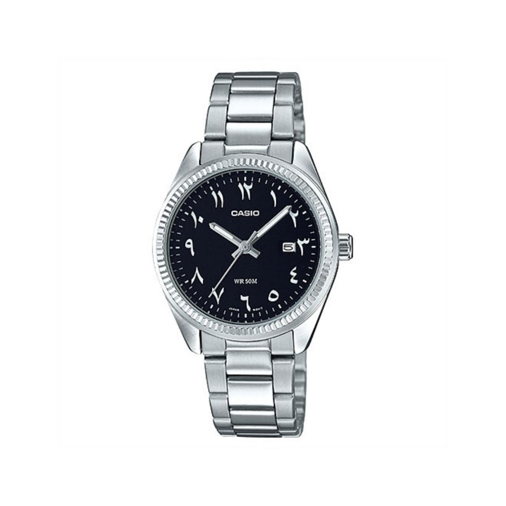 Casio Enticer Date Ladies Silver Chain Watch LTP-1302D-1B3VDF