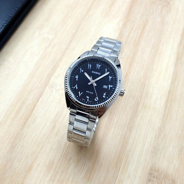 Casio Enticer Date Ladies Silver Chain Watch LTP-1302D-1B3VDF