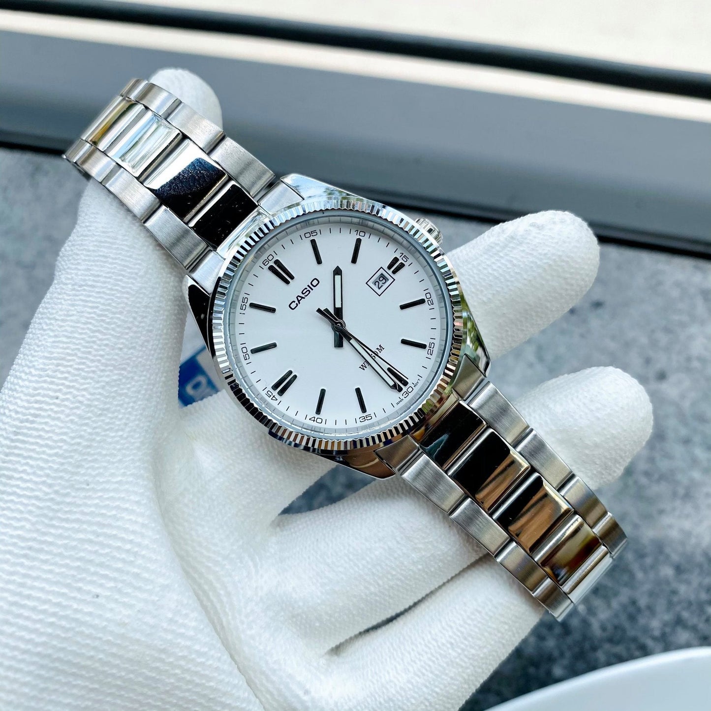 Casio Enticer Date Ladies Silver Chain Watch LTP-1302D-7A1VDF