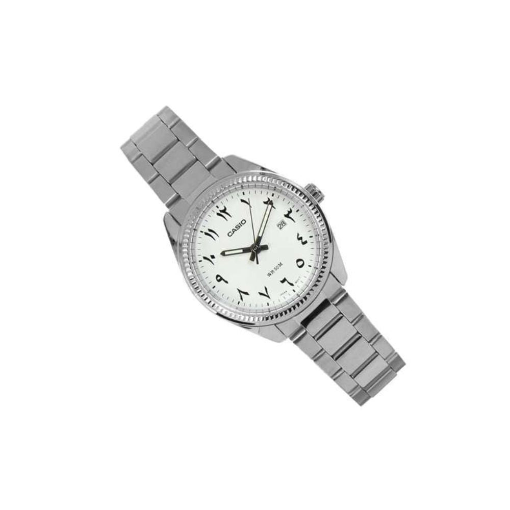 Casio Enticer Date Ladies Silver Chain Watch LTP-1302D-7A3VDF