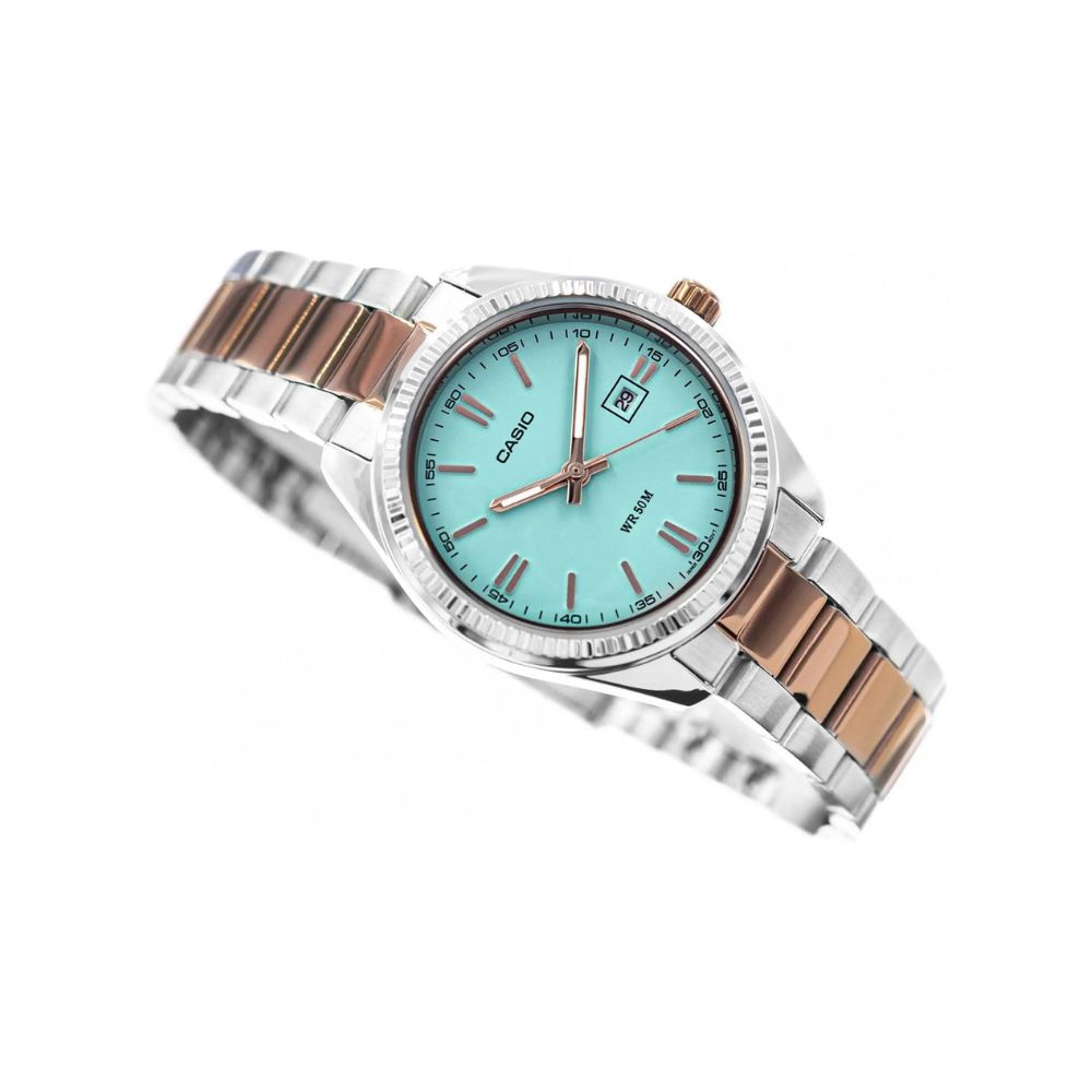 Casio Enticer Date Ladies Two Tone Chain Watch LTP-1302PRG-2AVDF