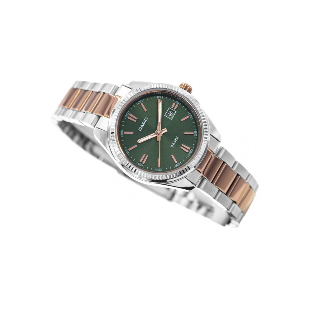 Casio Enticer Date Ladies Two Tone Chain Watch LTP-1302PRG-3AVDF