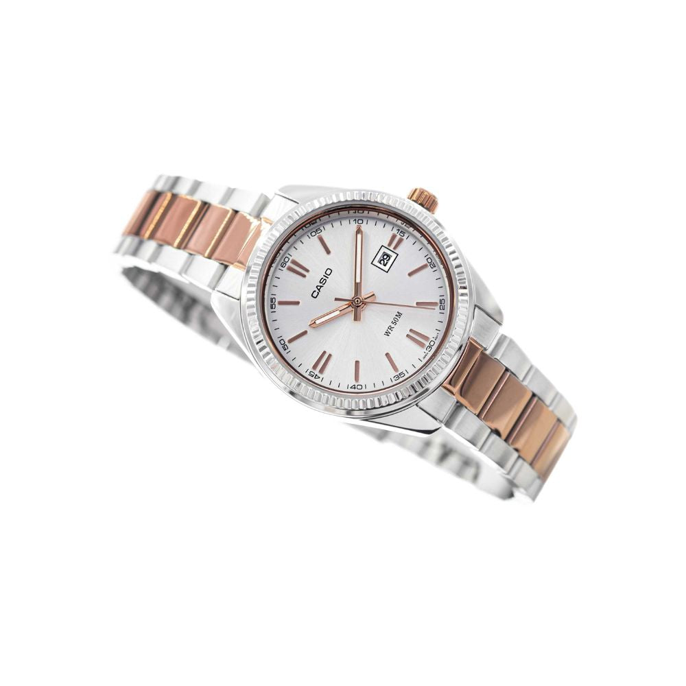 Casio Enticer Date Ladies Two Tone Chain Watch LTP-1302PRG-7AVDF