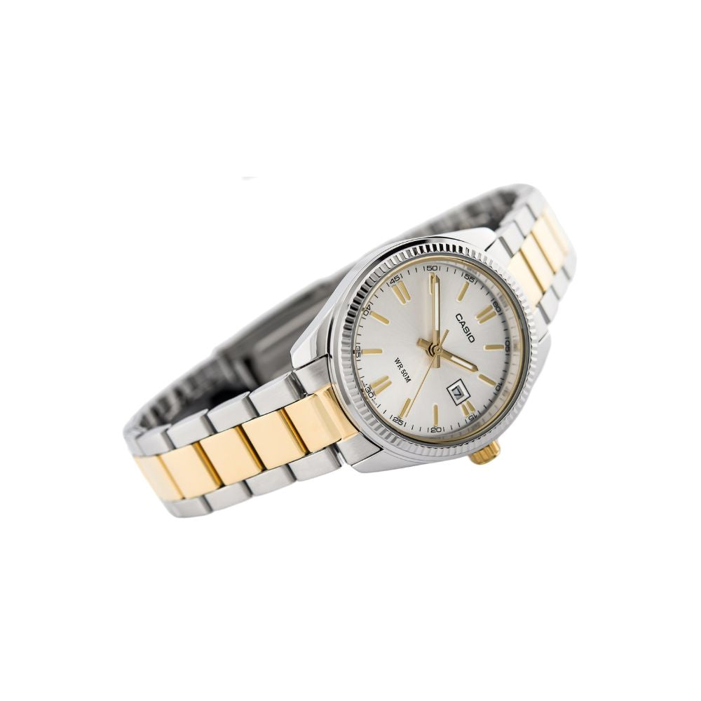 Casio Enticer Date Ladies Two Tone Chain Watch LTP-1302SG-7AVDF