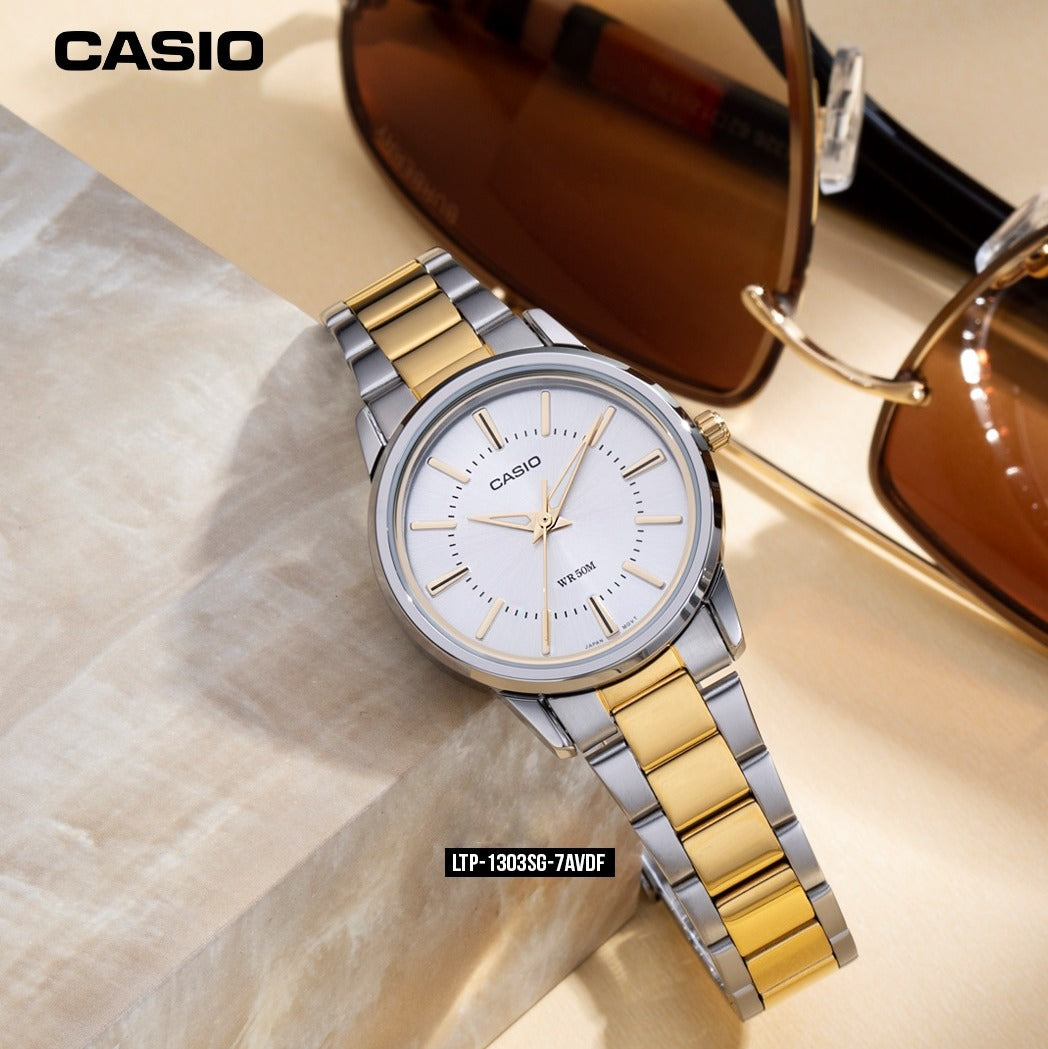 Casio Enticer Two Tone Ladies Chain Watch LTP-1303SG-7AVDF