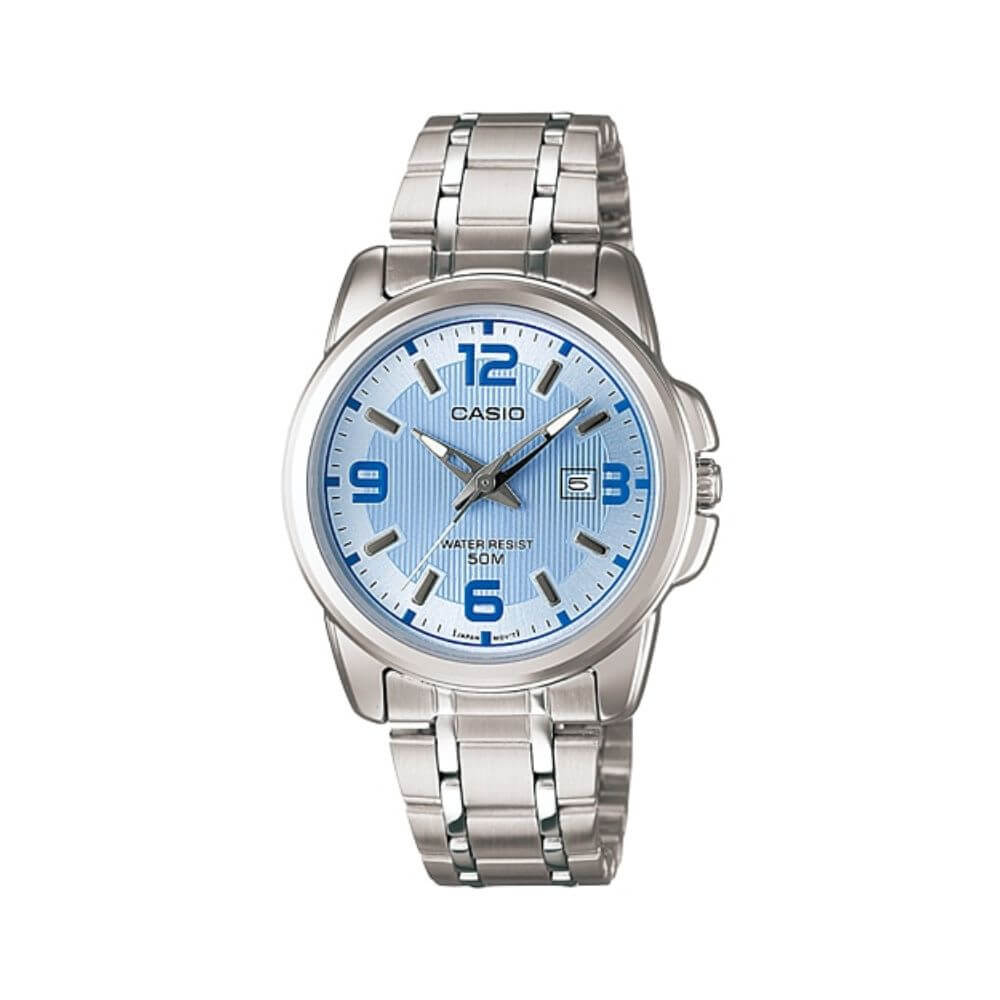 Casio Enticer Date Silver Ladies Chain Watch LTP-1314D-2AVDF